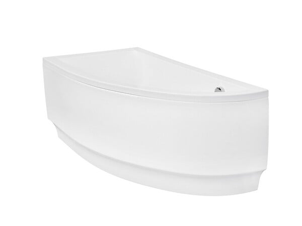 BESCO - Baignoire asymétrique 140 x 70 cm + tablier blanc + repose tête - PRAKTIKA - Droite - large