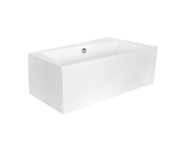 BESCO - Baignoire asymétrique  160 x 100 cm + tablier blanc + repose tête - INFINITY - Droite - large