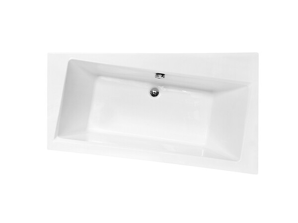 BESCO - Baignoire asymétrique  160 x 100 cm + tablier blanc + repose tête - INFINITY - Droite - large