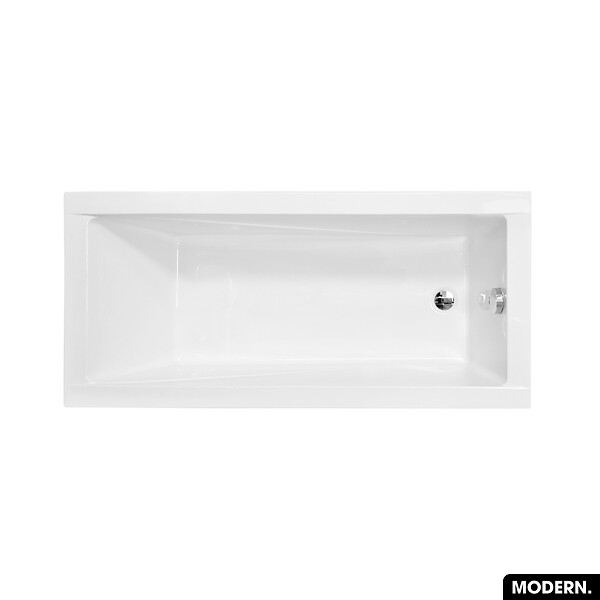 BESCO - Baignoire rectangulaire 170 x 70 cm - avec Tablier Noir Mat et Repose Tête OFFERT | MODERN - large