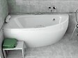BESCO - Baignoire asymétrique 150 x 70 cm + tablier blanc + repose tête + poignées - MILENA PREMIUM - Gauche - vignette
