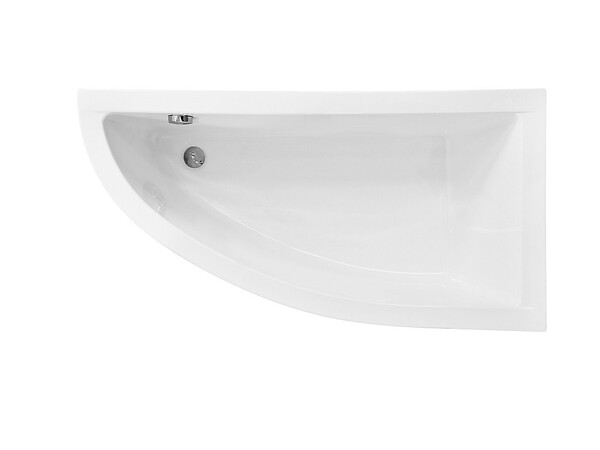 BESCO - Baignoire asymétrique 150 x 70 cm + tablier noir + repose tête  - PRAKTIKA - Droite - large