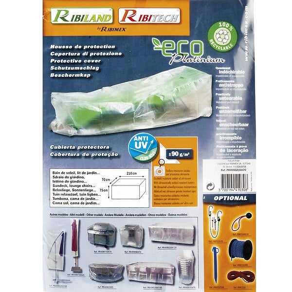 RIBIMEX - Housse pour transat bain de soleil lit de jardin 70x210x75cm - large