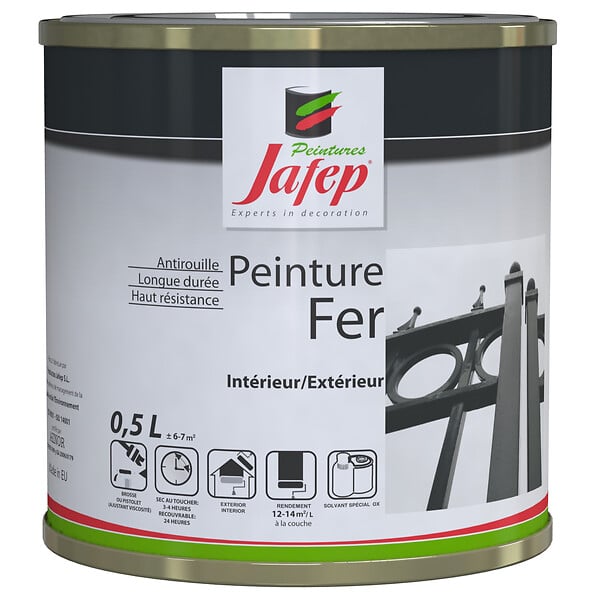 JAFEP - Peinture fer antirouille noir 0,5l - large