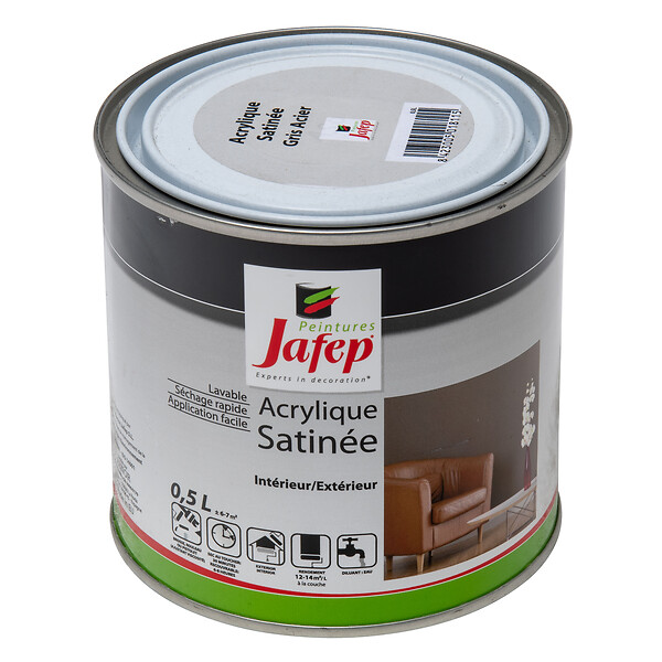 JAFEP - Peinture acrylique satinée gris acier Jafep  0,5l - large