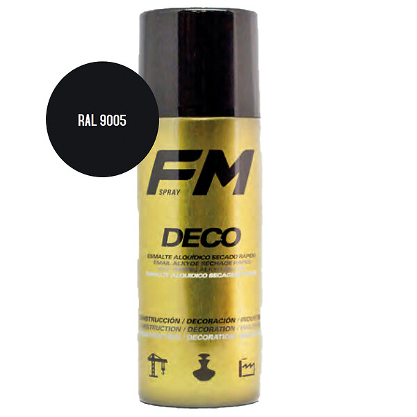 FM SPRAY - Bombe de peinture noir 400ml Noir mat - RAL 9005 - large