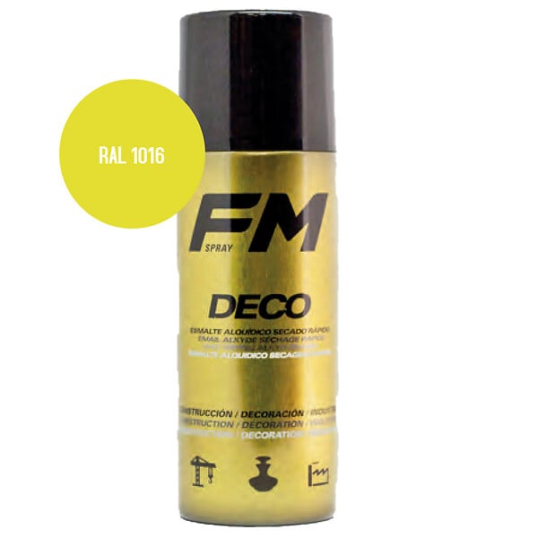 FM SPRAY - Bombe de peinture jaune 400ml Jaune souffre - RAL 1016 - large