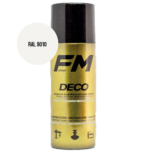 FM SPRAY - Bombe de peinture blanc 400ml Blanc mat - RAL 9010 - large