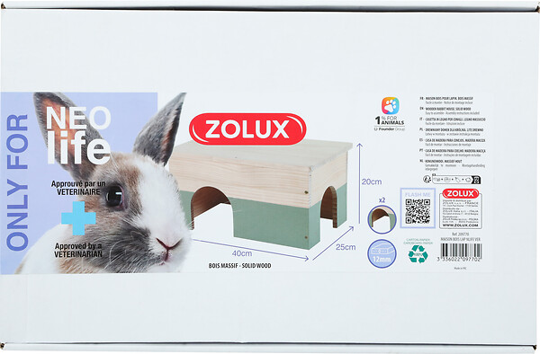 ZOLUX - Maison bois lapin Neolife - Vert - 40x25x20cm - large