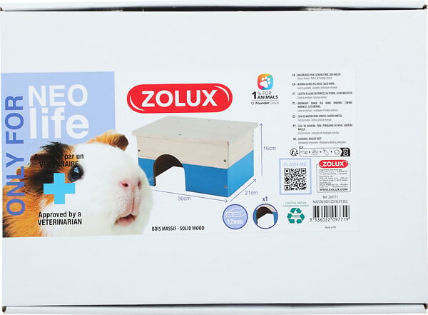 ZOLUX - Maison bois cochon d'inde - Bleu - 30 x 21 x 16cm - large