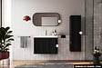 OTITEC - Ensemble complet de salle de bain - Meuble - Colonne - Miroir - Vasque à encastrer avec Siphon OFFERT | NOVA | Noir | 60 x 56 x 45 cm - vignette