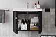 OTITEC - Ensemble complet de salle de bain - Meuble - Colonne - Miroir - Vasque à encastrer avec Siphon OFFERT | NOVA | Noir | 60 x 56 x 45 cm - vignette