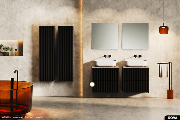 OTITEC - Meuble sous vasque - version tiroirs | NOVA | NOIR | 60 x 56 x 45 cm - large