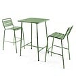 OVIALA - Ensemble table de bar et 2 chaises hautes en métal vert cactus - Palavas - vignette