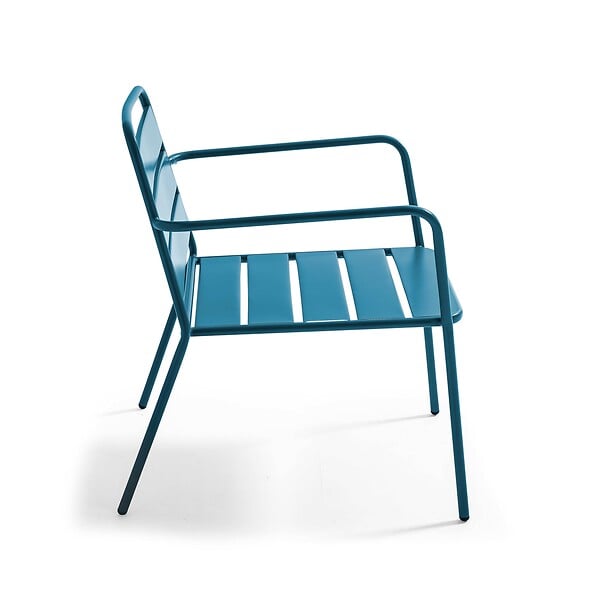 OVIALA - Fauteuil bas de jardin en métal bleu pacific - Palavas - large