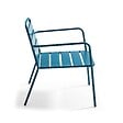 OVIALA - Fauteuil bas de jardin en métal bleu pacific - Palavas - vignette
