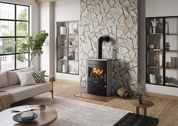 JUSTUS - Poêle à bois Agero w+ - Pierre ollaire - Noir - 7kW - large