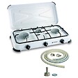 KEMPER - Réchaud gaz portable 3 feux 3450W Blanc laqué Couvercle Plaque de cuisson + Tuyau gaz KEMPER - vignette