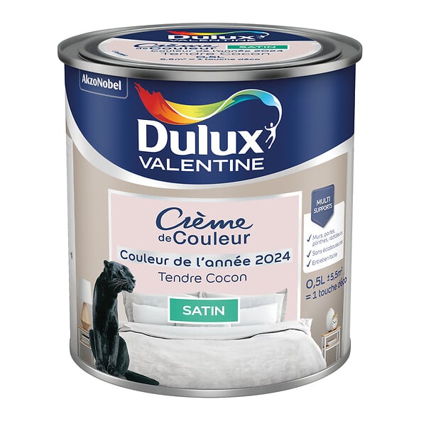 DULUX VALENTINE - Peinture Crème de Couleur - Tendre Cocon - Satin - 0.5 L - large