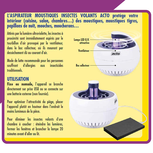 ACTO - Aspirateur à moustiques ACTO - LED UV - 5W - large