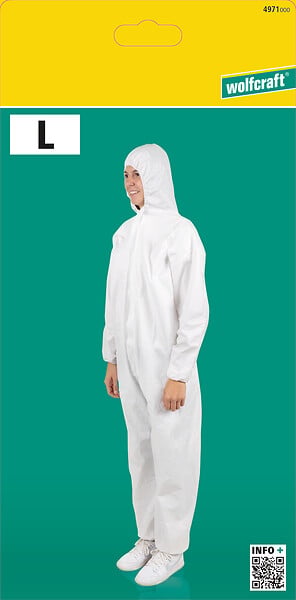 WOLFCRAFT - Combinaison jetable L - Non-tissé respirant - Protection poussière - large