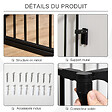 PAWHUT - Barrière de sécurité parc enclos chien modulable pliable porte verrouillable intégrée 5 panneaux en métal 300L max. x 74,5H cm métal PP noir - vignette