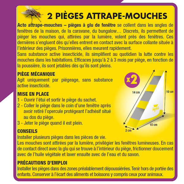 ACTO - Piège à mouches - Angle fenêtre - Parfum banane - Lot de 2 - large