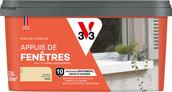 V33 PEINTURE - Peinture extérieure Appui de fenêtres Ton pierre 2,5L - large