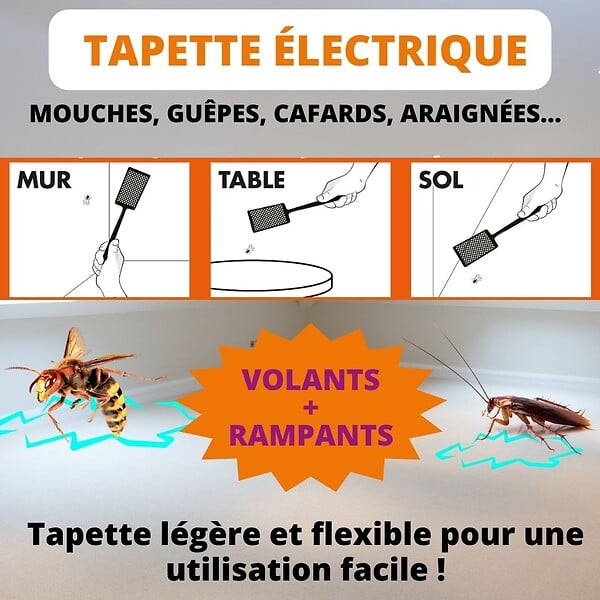 ACTO - Tapette électrique - Aluminium et plastique - Noir - 2500 V - large