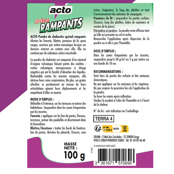 ACTO - Poudre de chabasite insectes rampants - large