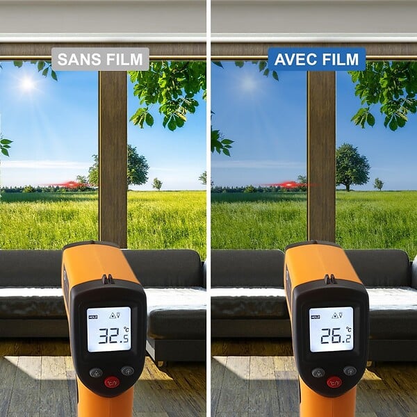 DIMEXACT - Film anti chaleur fenetre pour simple vitrage bon compromis - alu clair - large