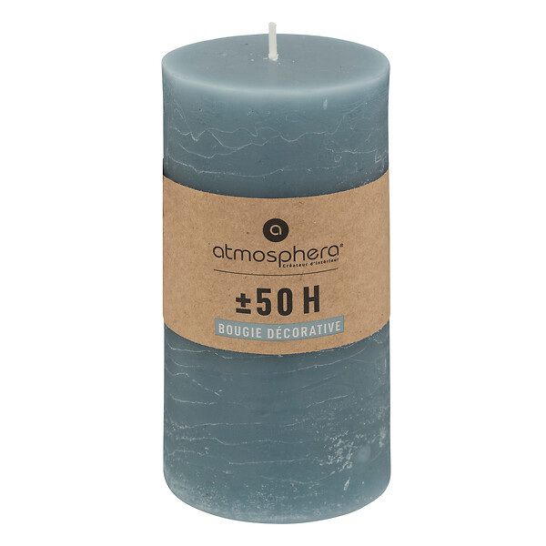 ATMOSPHERA - Bougie cylindrique Rustic - Paraffine - Bleu Orage - 50h - large