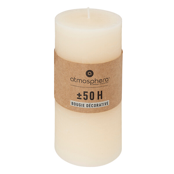 ATMOSPHERA - Bougie cylindrique en cire - Ivoire - 50h de combustion - large