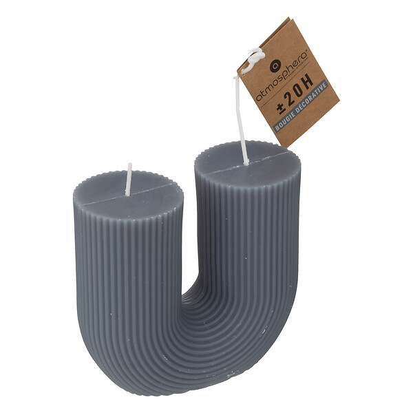 ATMOSPHERA - Bougie décorative paraffine et coton U Demi - Bleu - 20h - large