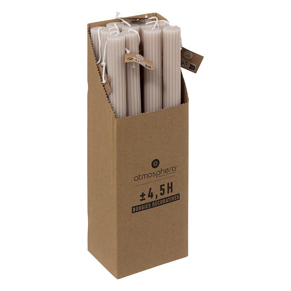 ATMOSPHERA - Bougie bâton paraffine Demi Taupe 26cm - large