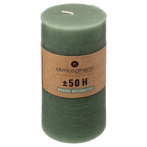 ATMOSPHERA - Bougie cylindrique en cire - Vert eucalyptus - Diam.6.8 x 14cm - large
