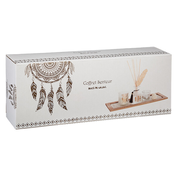 ATMOSPHERA - Coffret senteur plume - Plateau MDF - Bois de Gaïac - large