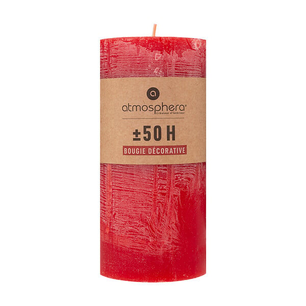 ATMOSPHERA - Bougie cylindrique - Cire - Olia - Rouge - 50h - large