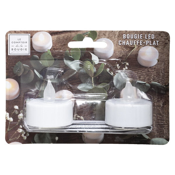 ATMOSPHERA - Bougies chauffe-plat LED x2 - Blanc - 0.06W - large
