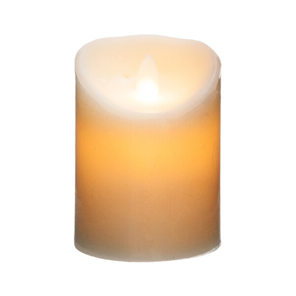 ATMOSPHERA - Bougie LED pilier cire réaliste - Blanc - H10cm - large