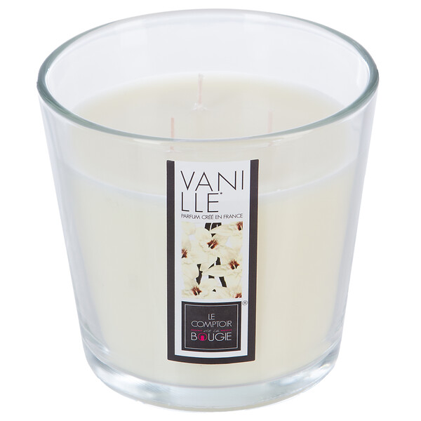 ATMOSPHERA - Bougie parfumée vanille verre Nina Beige 500g - large