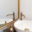 ESSEBAGNO - Manopola mitigeur lavabo haut or brossé marbre - vignette