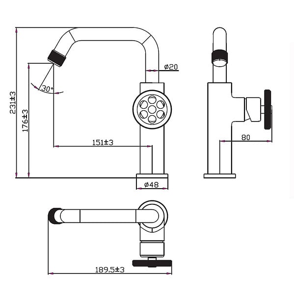 ESSEBAGNO - Indus mitigeur lavabo bas cuivre brossé - large