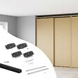 EMUCA - Kit de ferrures pour Flow2 2 portes coulissantes et à fermeture souple avec rails encastrés 2,35m, panneaux non inclus, Peint en Noir - vignette