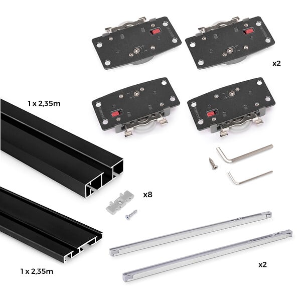 EMUCA - Système de montage en surface Flow 2 en kit pour une armoire avec 2 portes coulissantes en bois avec fermeture souple. - large
