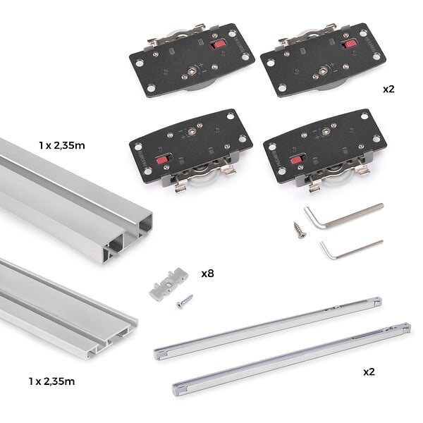 EMUCA - Système de montage en surface Flow 2 en kit pour une armoire avec 2 portes coulissantes en bois avec fermeture souple. - large