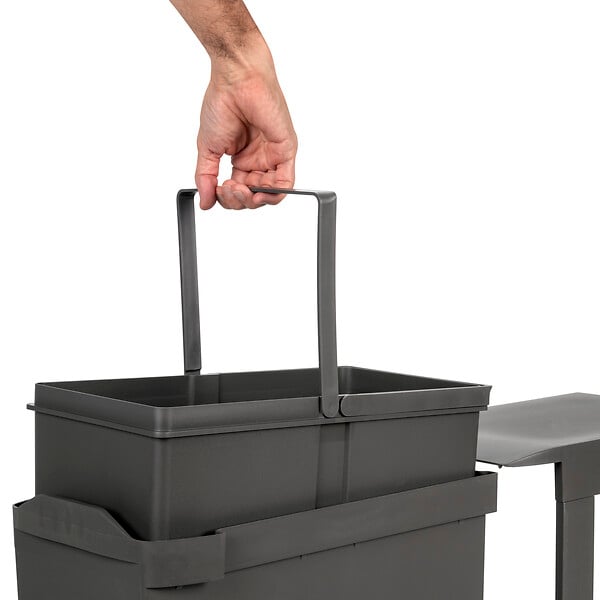 EMUCA - Poubelles de recyclage pour la cuisine, 1 x 30L, fixation inférieure et extraction automatique, Acier et Plastique, Gris antracite - large