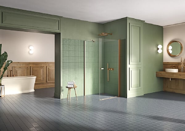 OTITEC - Cabine de douche pivotante  80x80 cm cuivre brossé MONAKO COPPER BRUSHED - large