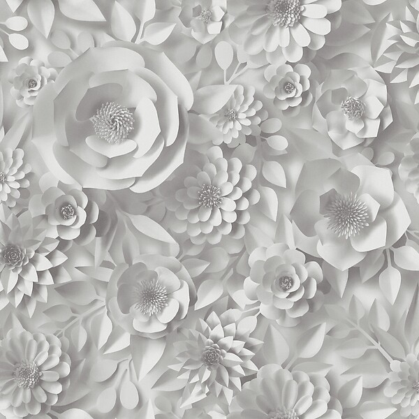 LUTECE - fleur kirigami gris et blanc - large