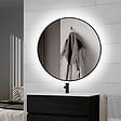 EMUCA - Miroir Zeus avec éclairage décoratif à LED et cadre noir, diamètre 80 cm, AC 230V 50Hz, 12 W, Aluminium et Verre - vignette